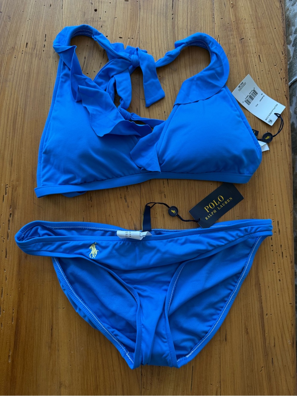 NWT Polo by Ralph Lauren Women's Blue Ruffle Bikini Set